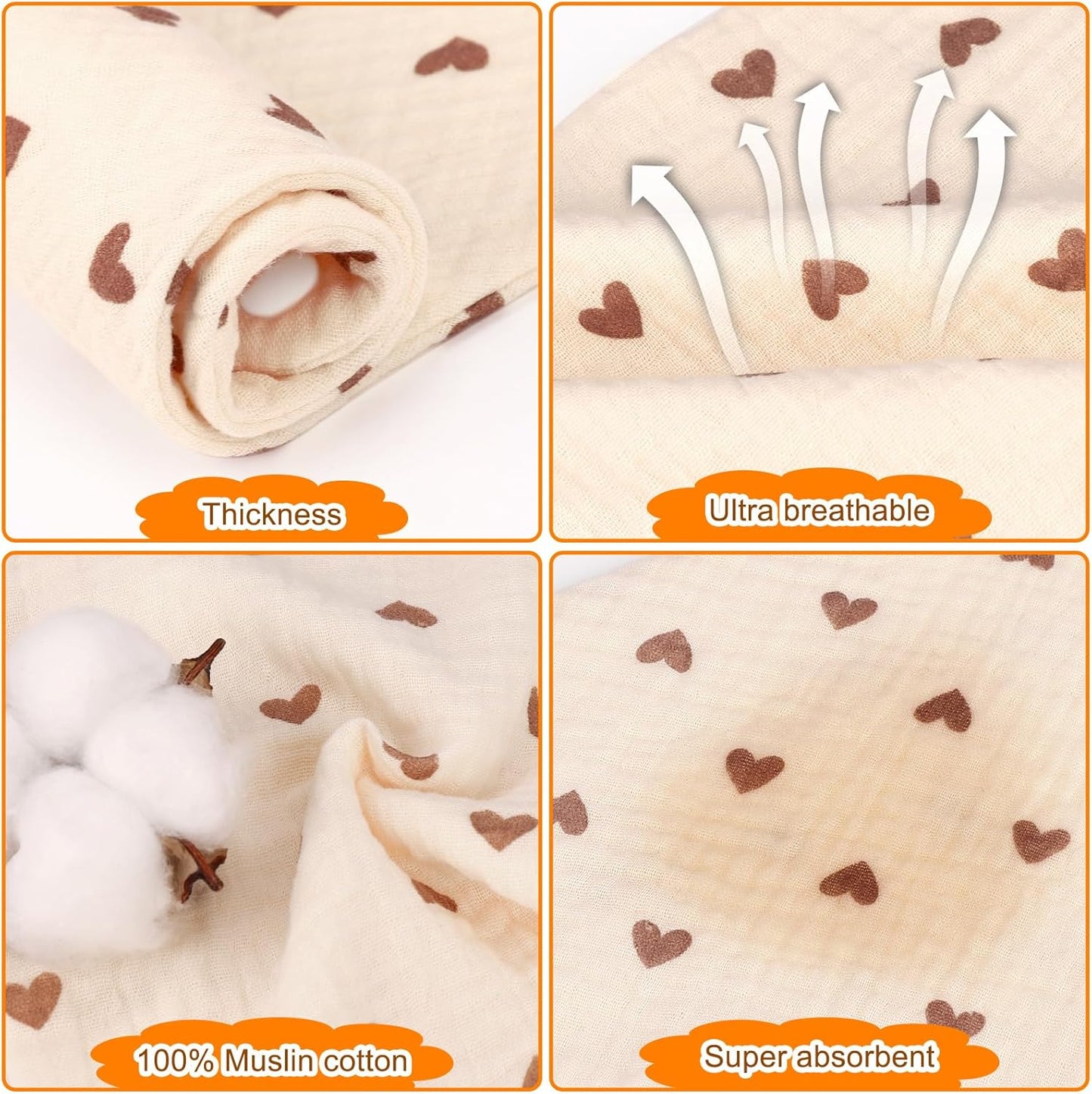 Accmor Muslin Baby Drool Bibs 6 Pack Baby Bandana Drool Bibs Soft Cotton Baby Bandana Bibs for Teething Drooling