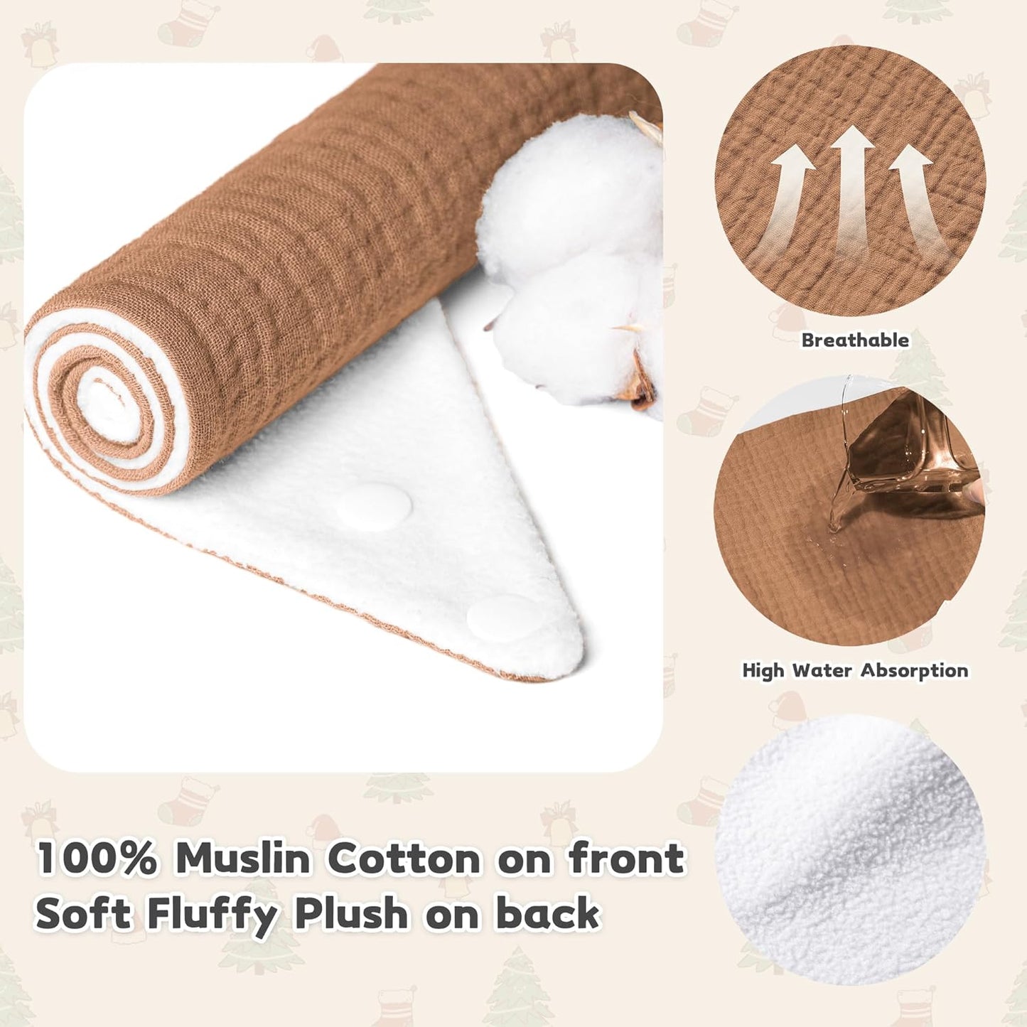 Susurration Muslin Baby Drool Bibs 6Pack Soft Triangular Adjustable Baby Bandana Bibs for Unisex Baby Girls & Boys