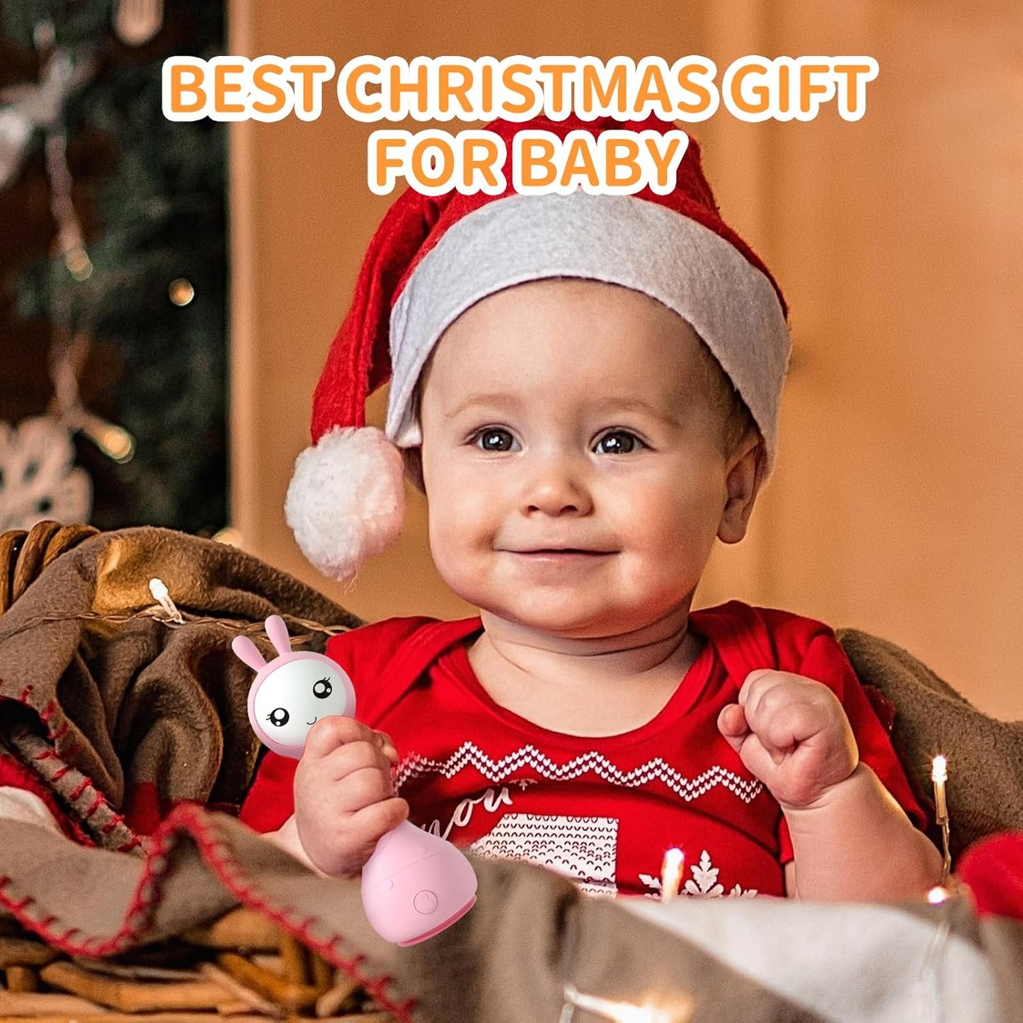 alilo Smarty Bunny Baby Rattle Musical Light Up Toys, Infants Newborns Baby Toys 0-3-6-12-18-24 Months,1 Year Old Boy Girl Gifts, 4 Music Modes and Color Recognition Function with 9 Color Card
