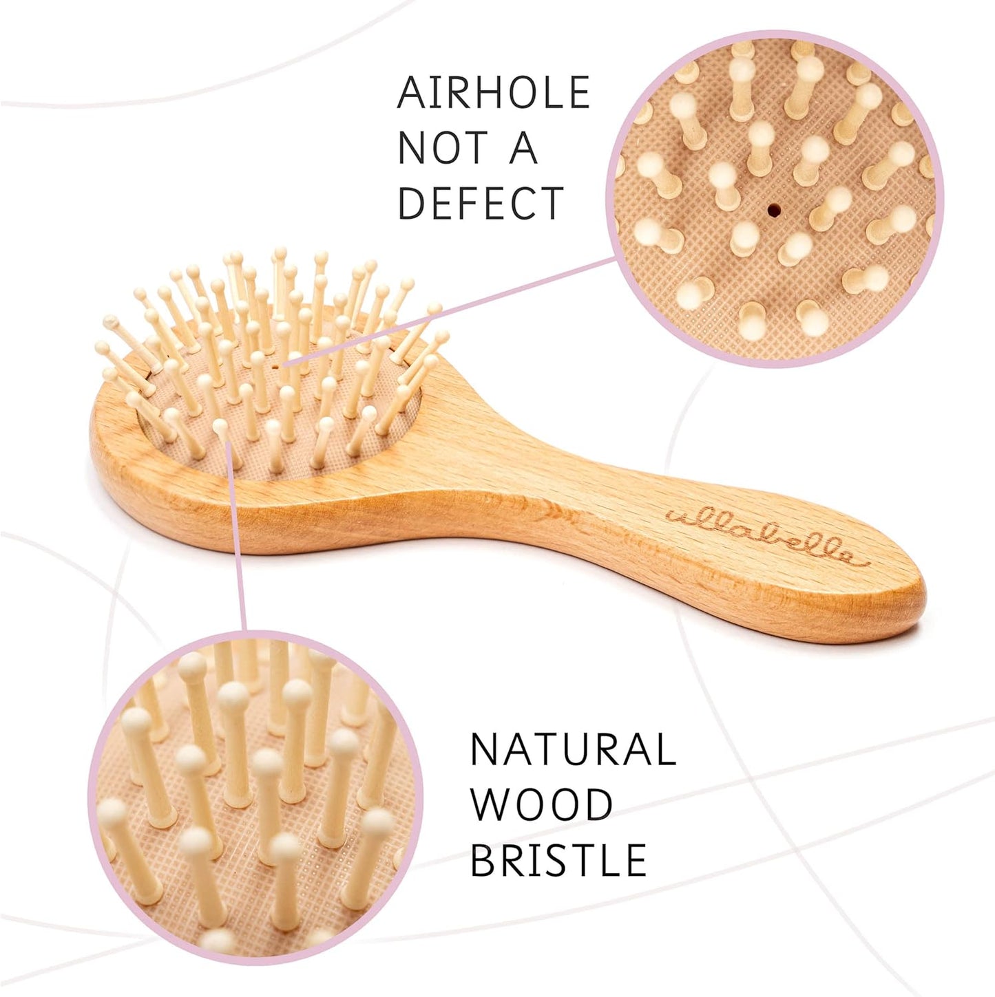 Ullabelle 3 Piece Wooden Baby Hair Brush and Comb Set for Newborns & Toddlers in Chic Gift Box - Ultra Soft Natural Goat Hair and Wood Baby Brush Set Prevents Cradle Cap - Perfect Registry Gift (Sage)