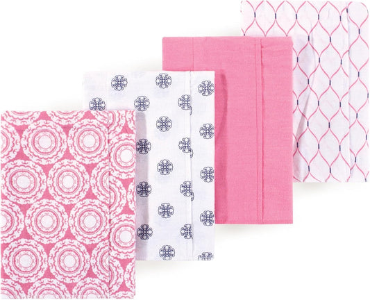 Luvable Friends Hudson Baby Flannel Burp Cloths 4pk, Pink Medallion