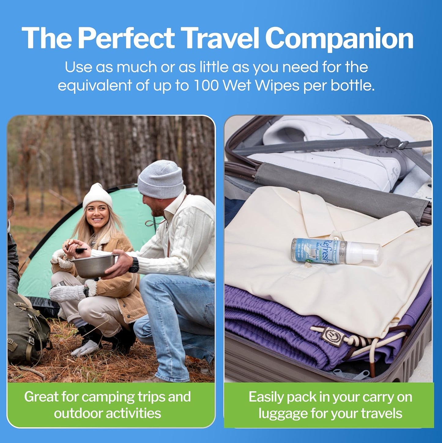 Refresh Liquid Wipe: Toilet Paper Foam | Eco-Friendly Flushable Wet Wipe Alternative | Cleanses and Soothes with Witch Hazel and Aloe |Plumbing and Septic Safe | 50ml | 1.69 oz | 3 Pack