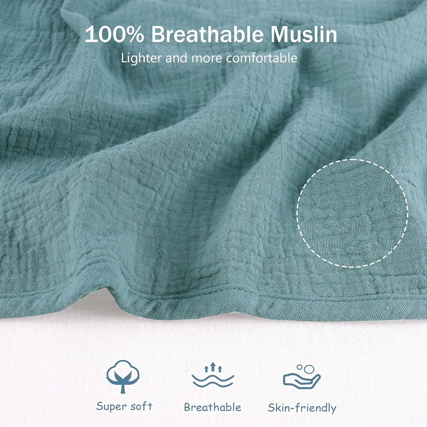 Hooyax 2-in-1 Baby Car Seat Cover & Nursing Cover, 100% Muslin Cotton, Breathable Car Seat Canopy and Privacy Breastfeeding Cover, Blue