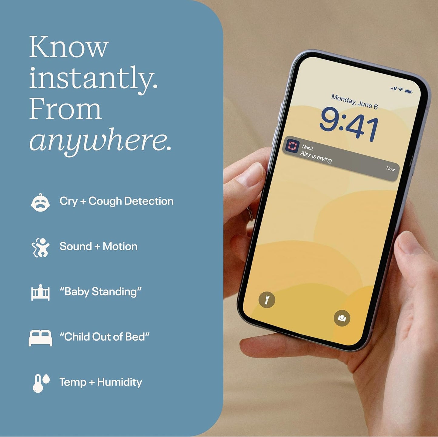 Nanit Pro Smart Baby Monitor - 1080p Wi-Fi Video Camera, 2-Way Audio, See Your Baby from Anywhere, Sound/Motion/Cry Notifications, Night Vision