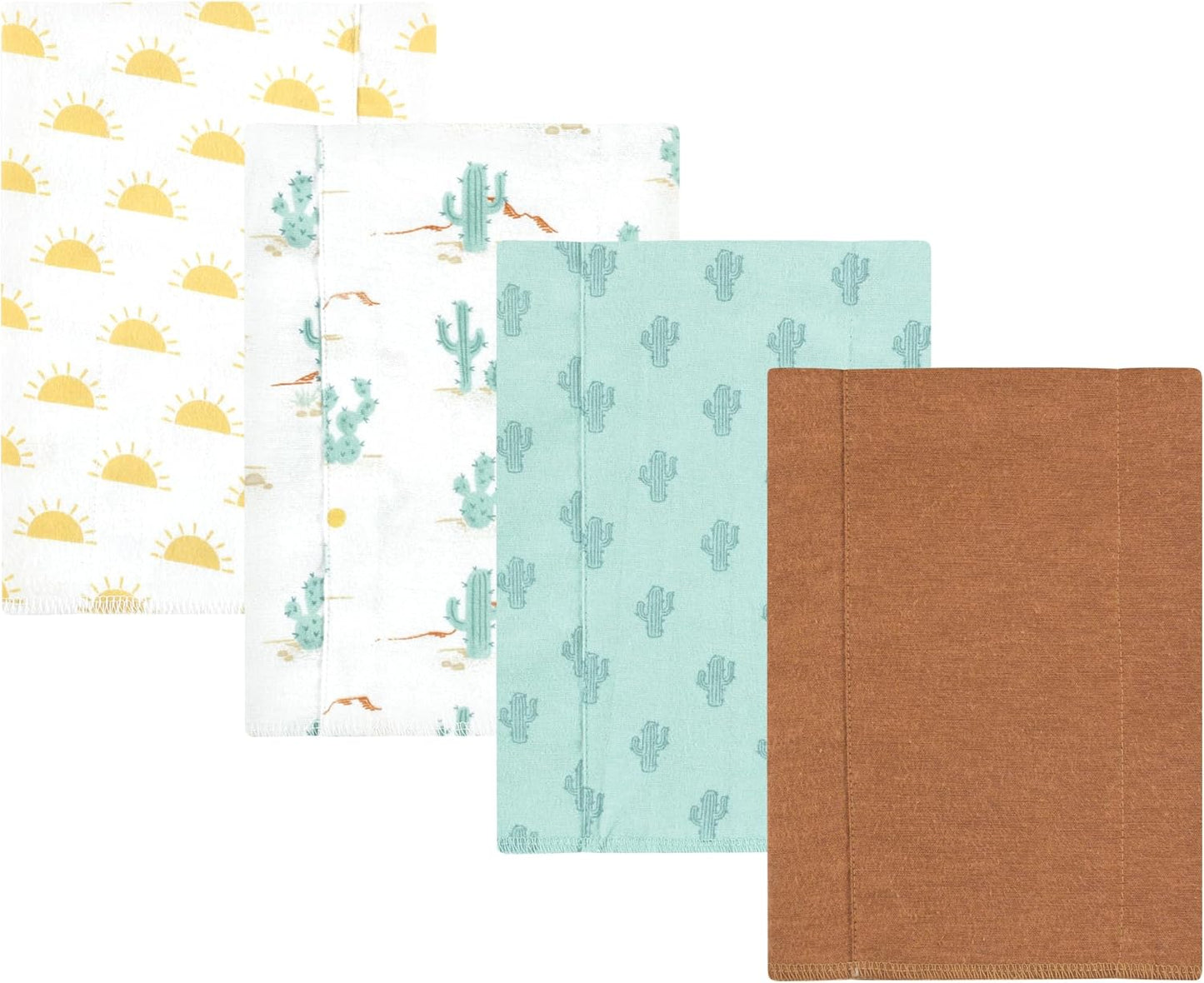Luvable Friends Hudson Baby Flannel Burp Cloths 4pk, Sun and Cactus