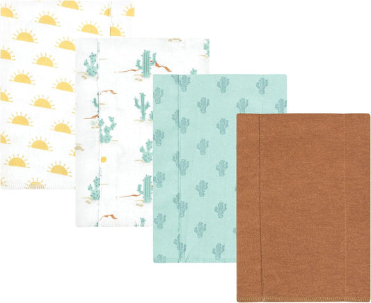 Luvable Friends Hudson Baby Flannel Burp Cloths 4pk, Sun and Cactus