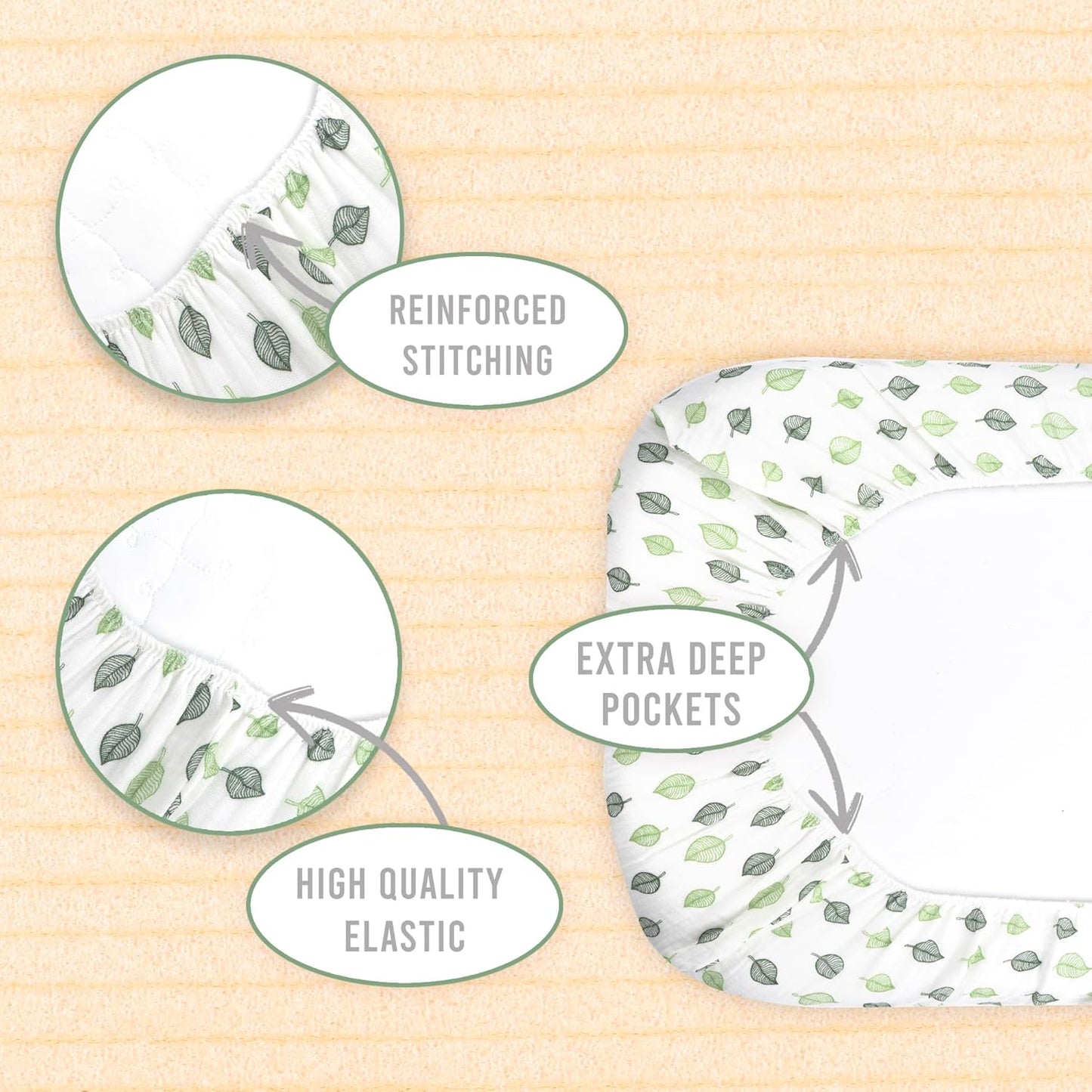 3 Pack Organic Muslin Bedside Bassinet Sheets Compatible with Mika Micky, Baby Delight, Dream On Me, AMKE and Other Bassinet Pads Size Between 17-21 in Width, 29-33 in Length, and 1.5-4 in Thick