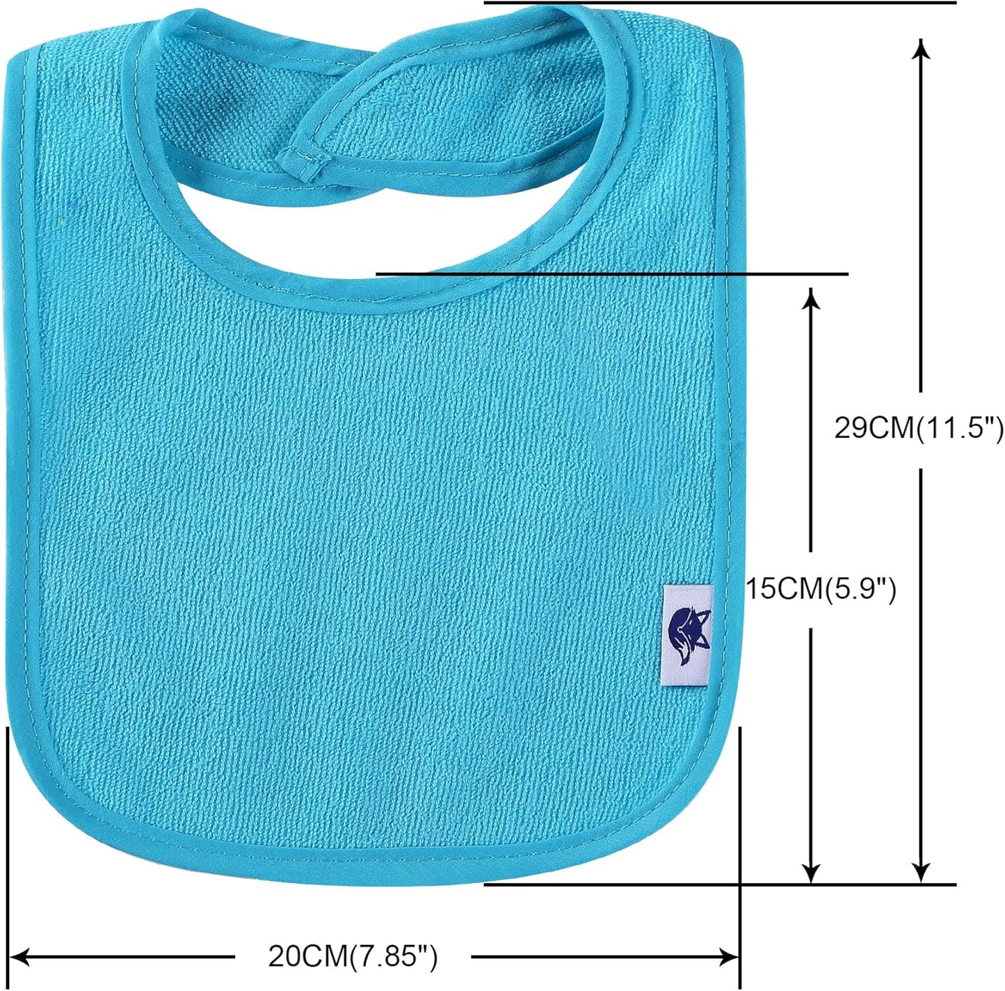 12 Pack Terry Drool Cotton Bibs, Unisex Baby Bibs with Fiber Filling Waterproof for Feeding, Teething, Drooling