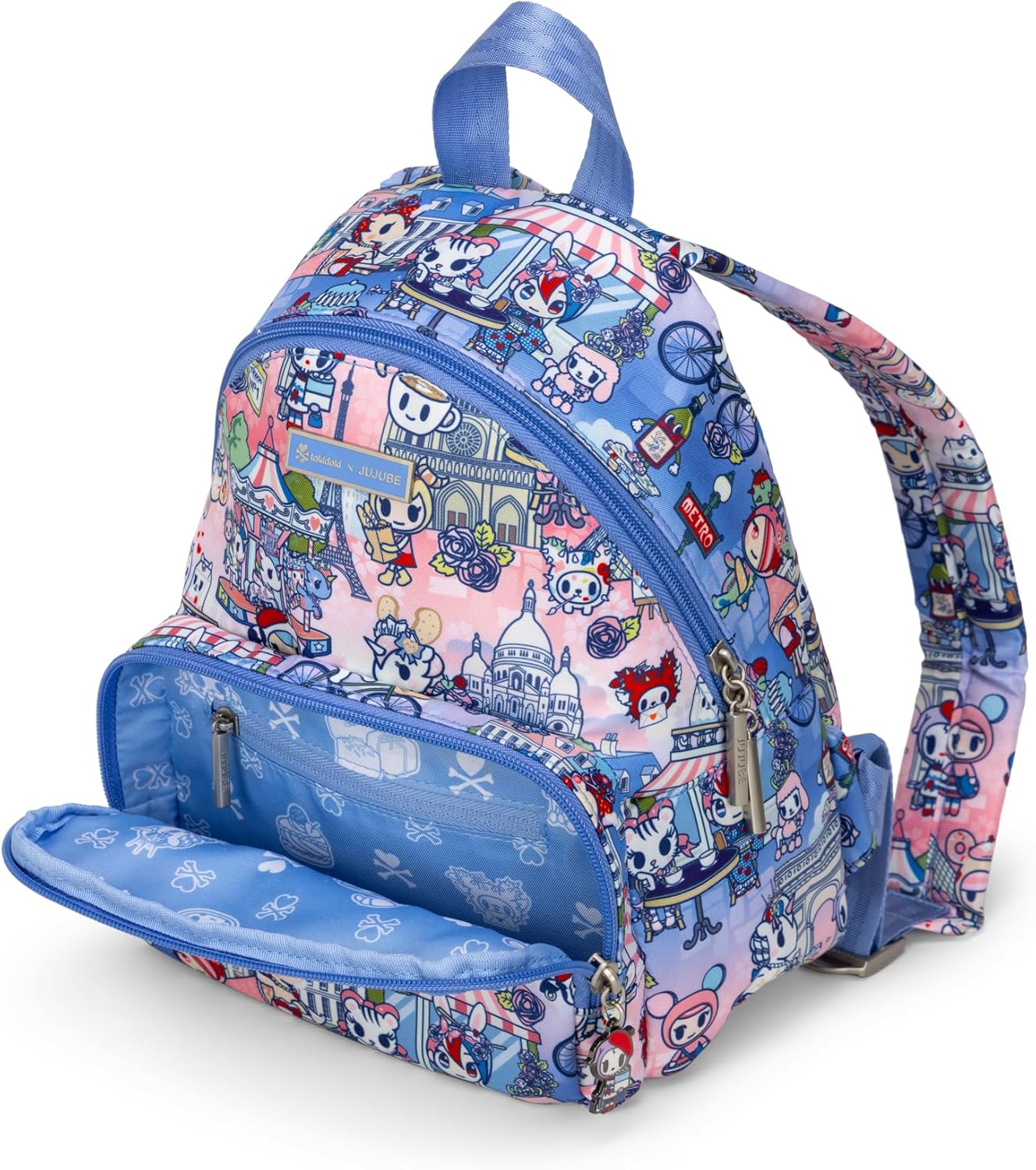 JuJuBe x tokidoki C'est la vie à Paris Everyday Mini Small Diaper Backpack, Essentials for Mom, Newborn & Baby, Women’s Purse, Baby Bottle Pockets, Adjustable Padded Straps, Machine Washable