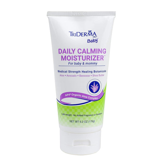TriDerma Daily Calming Baby Moisturizing Lotion for Baby's Sensitive Skin with Soothing AP4 Aloe Vera, Avocado & Vitamins B & E, Fragrance Free, 6.2 ounce