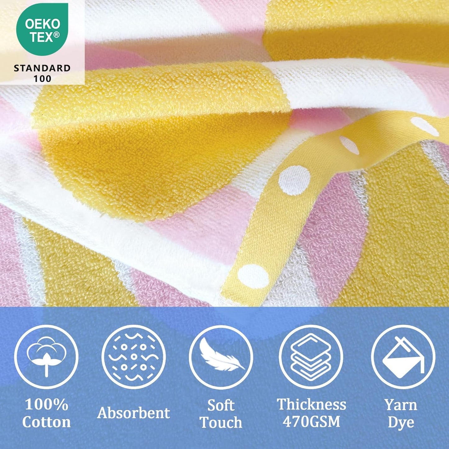 VOOVA & MOVAS Kids Poncho Towels with Hood (4-8Years), Absorbent Quick Dry Lightweight Hooded Beach Towel for Pool | Swim | Bath, Pink Strip Dot