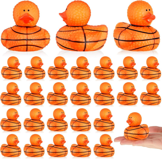 Deekin 24 Pcs Rubber Duck 2 Inch Bulk Sport Party Favors for Birthday Party Decorations Club Player Gift (Basketball)