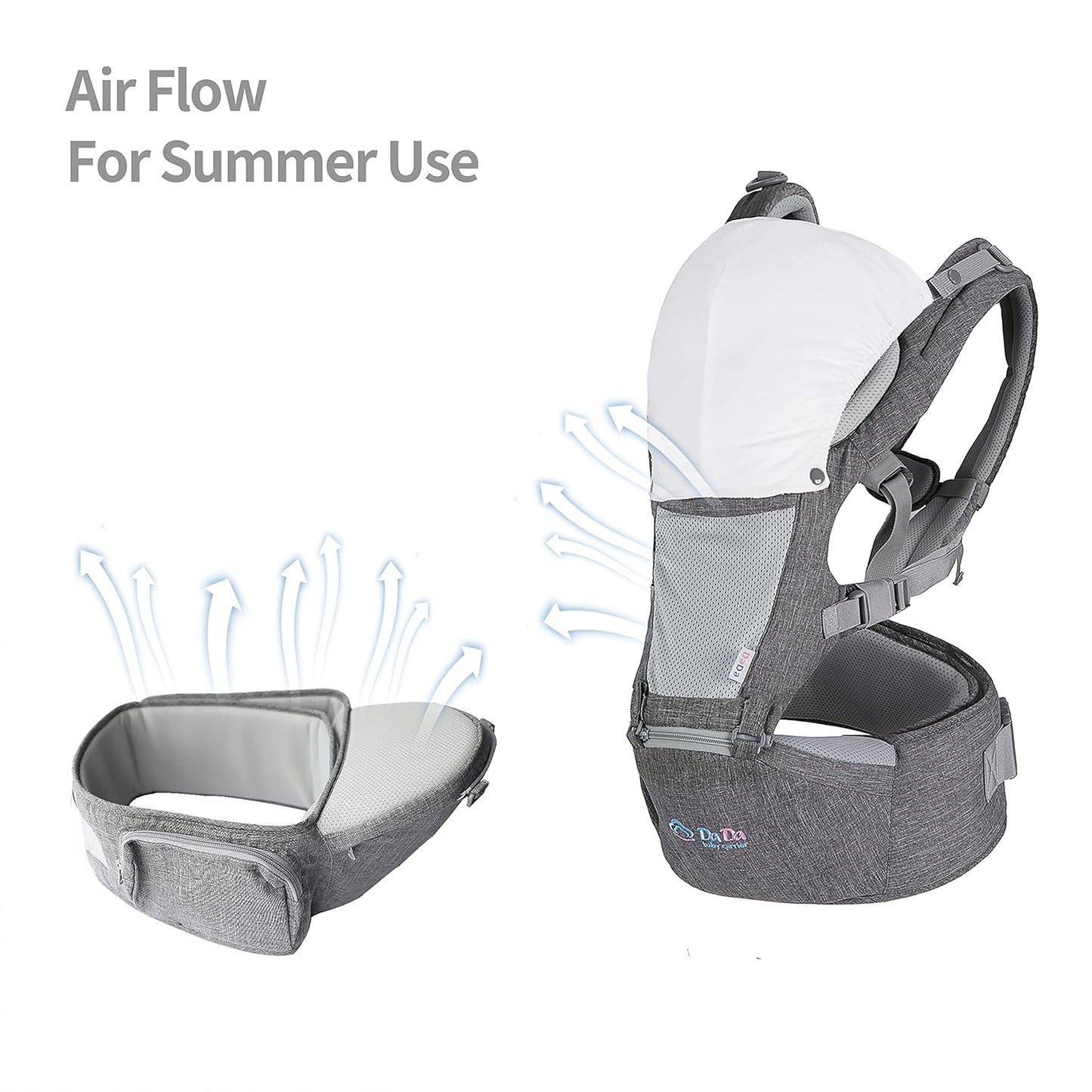 Texas Design Safety Certified Ergonomic DADA Hip Seat Baby Carrier Newborn to Toddler, Lumbar Support Waist Stool, Airflow Mesh for Nursing Hiking Travel Indoor