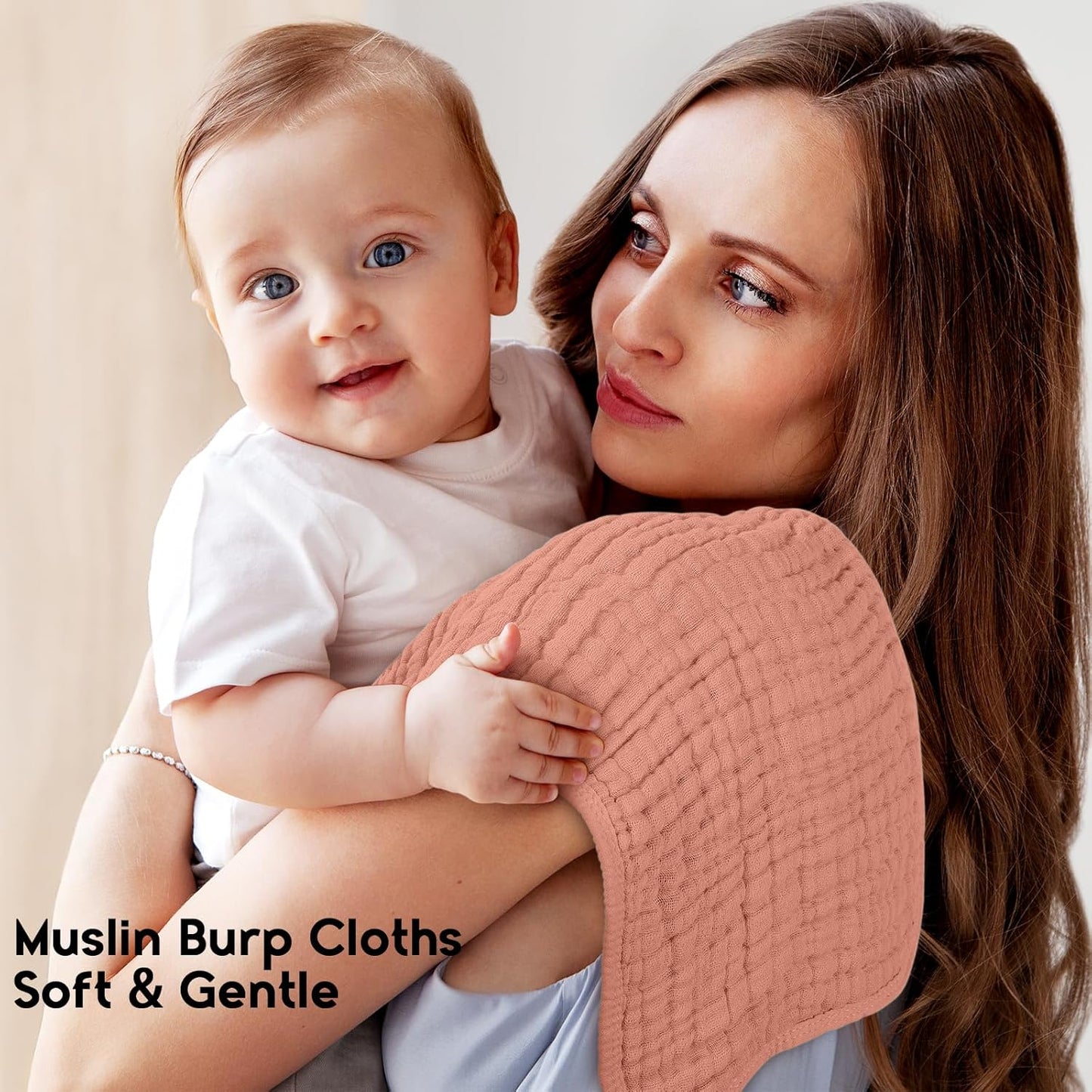 Muslin Burp Cloths for Baby 100% Cotton Burping Cloths for Boys Girls Large 20''X10'' Extra Soft and Absorbent 12 Pack - Gradient Caramel