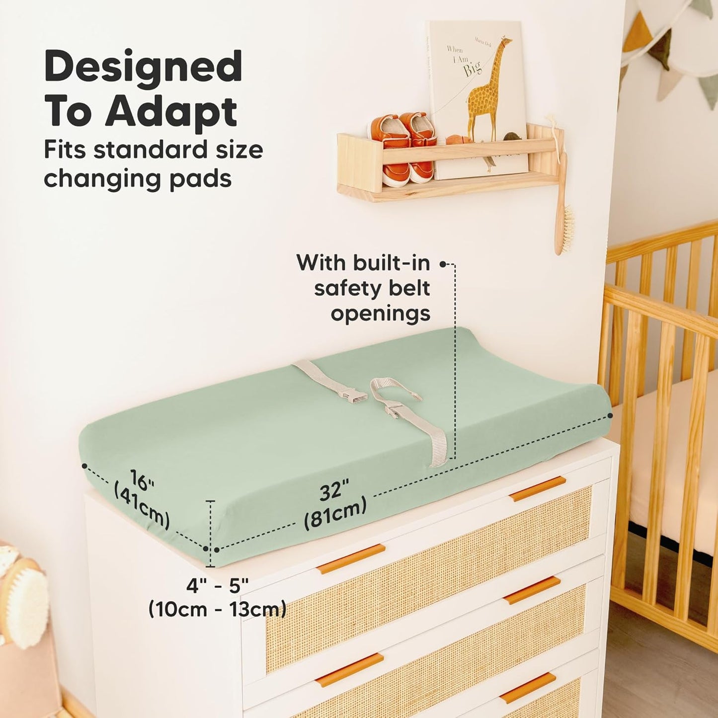 2-Pack Baby Changing Pad Cover for Girl, Boy - 32x16 Soft Viscose Derived from Bamboo Baby Diaper Changing Table Pad Cover Sheets, Neutral, Snug Fit Nursery Diaper Change Sheets (Sage)