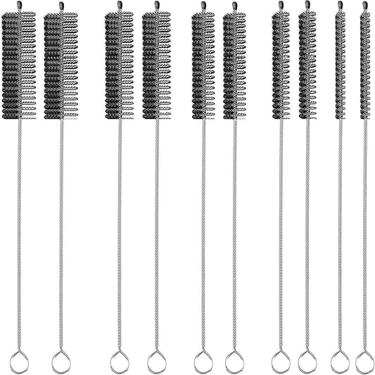 Straw Cleaner Brush Long 10 inch, 10-PCS Straw Brush of Bristles Diameter (5+8+12+16+20mm) for Cleaning Reusable Straws, Sippy Cup, Water Bottles, Tumblers, Tubes Black Color