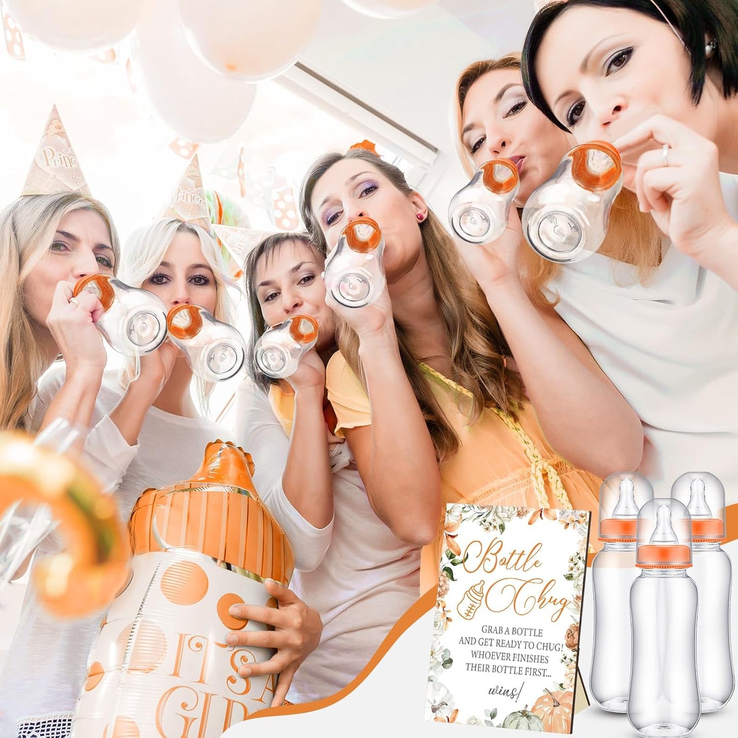 TrelaCo Little Pumpkin Cool Baby Shower Games Wooden Bottle Chug Sign Rustic Theme Baby Gift Sets and 12 Pcs Baby Bottle Shower Favor Baby Bottles for Rustic Kraft Baby Shower Games Gender Reveal