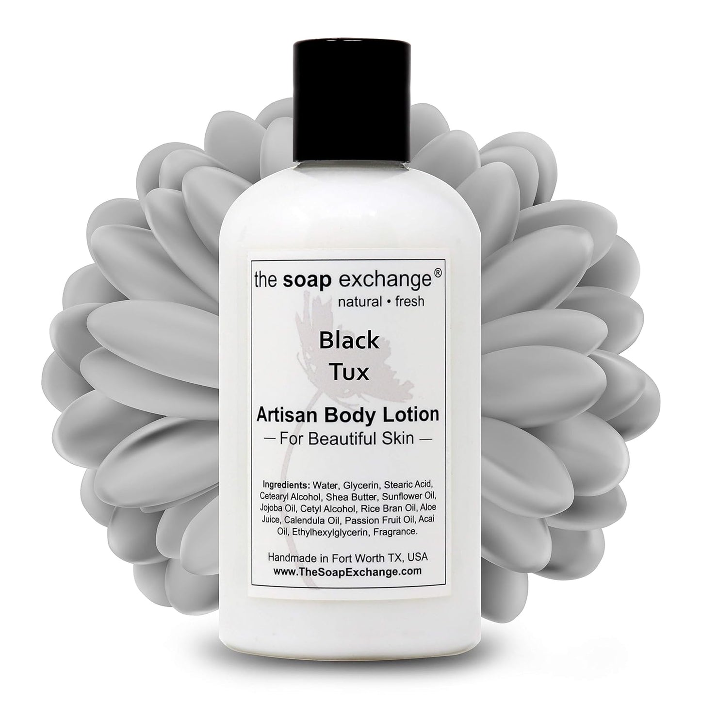 The Soap Exchange Body Lotion - Black Tux Scent - Hand Crafted 8 fl oz / 240 ml Natural Artisan Skin Care for Hand, Face, & Body, Moisturize, Hydrate, & Protect. Made in the USA.
