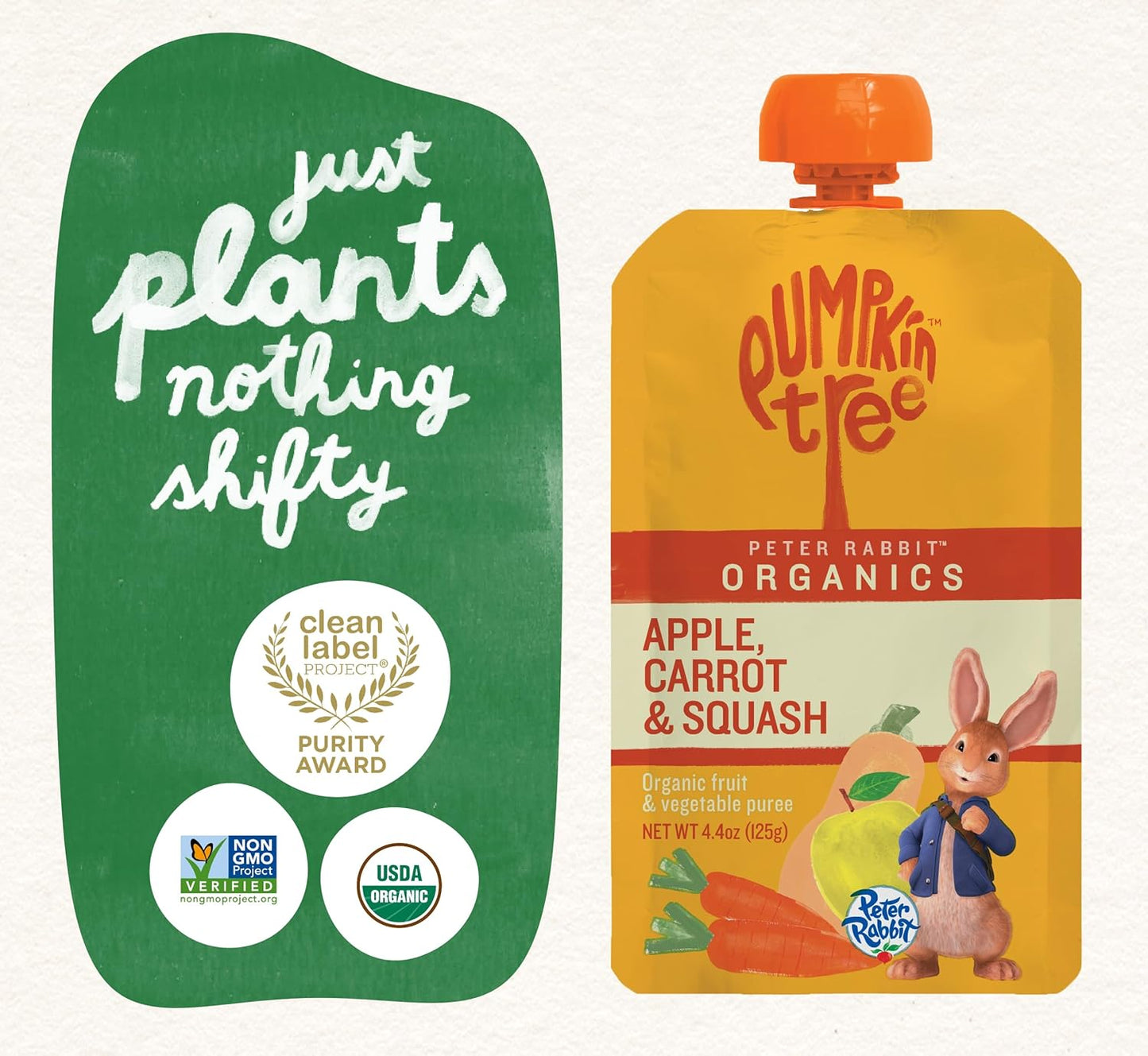 Pumpkin Tree Peter Rabbit Organics Apple, Carrot and Squash Puree, 4.4 Ounce (Pack of 10)