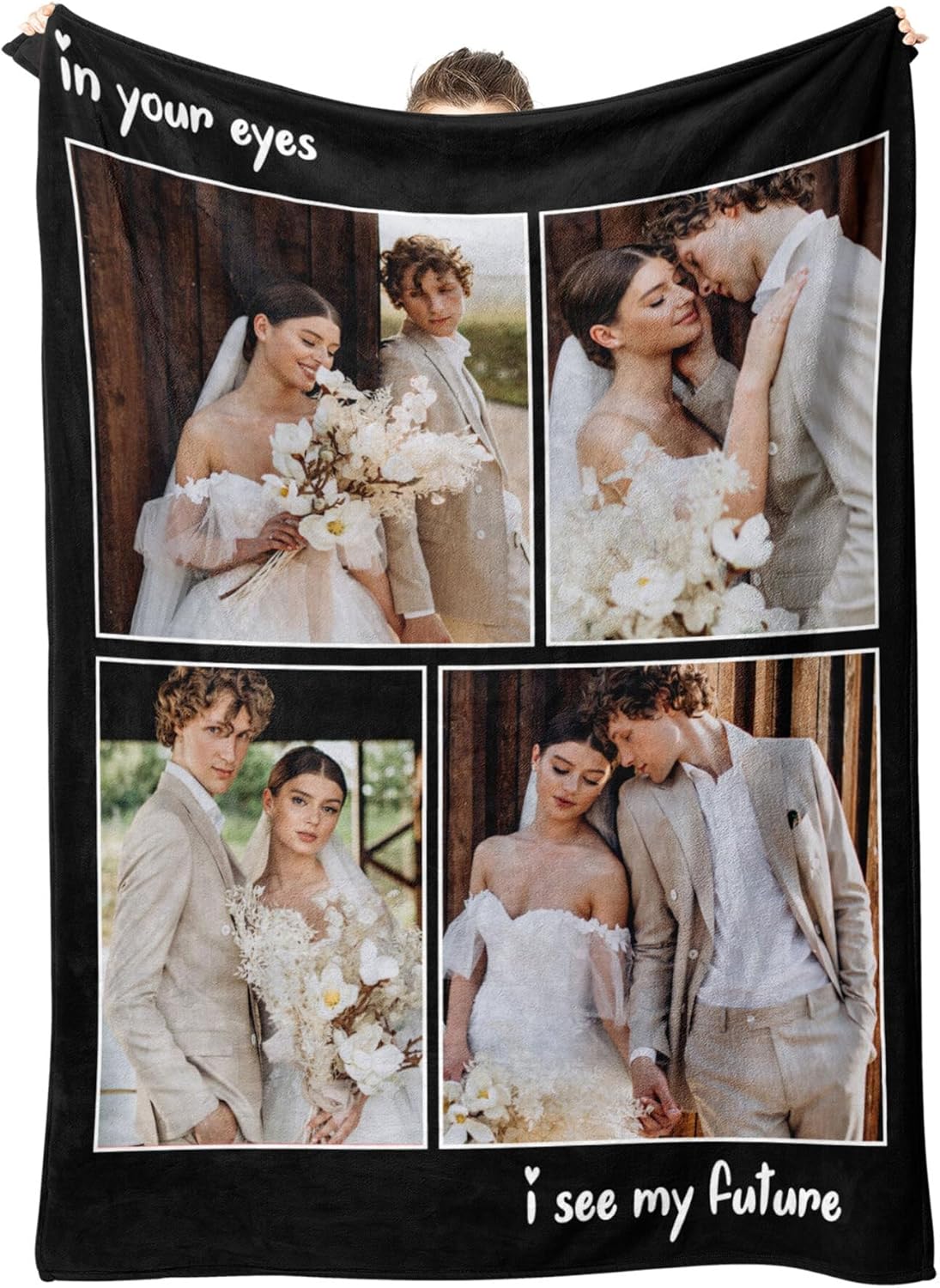 Custom Blanket with Photos Personalized Blankets Customizable Picture Blankets for Valentines Day Gifts Birthday for Her Him Girlfriend Boyfriend Wife, 50 * 60in