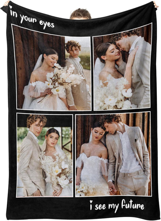 Custom Blanket with Photos Personalized Blankets Customizable Picture Blankets for Valentines Day Gifts Birthday for Her Him Girlfriend Boyfriend Wife