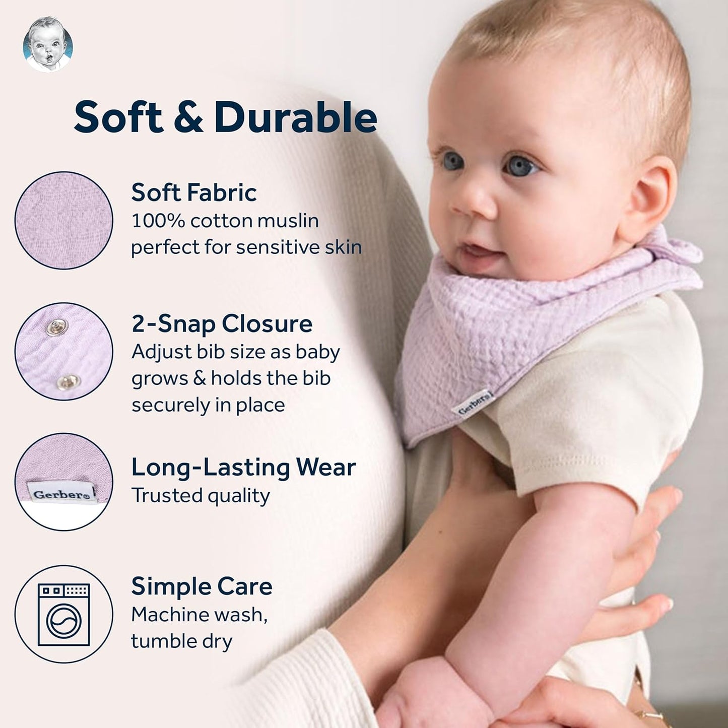 Gerber unisex-baby Muslin Bandana Bibs