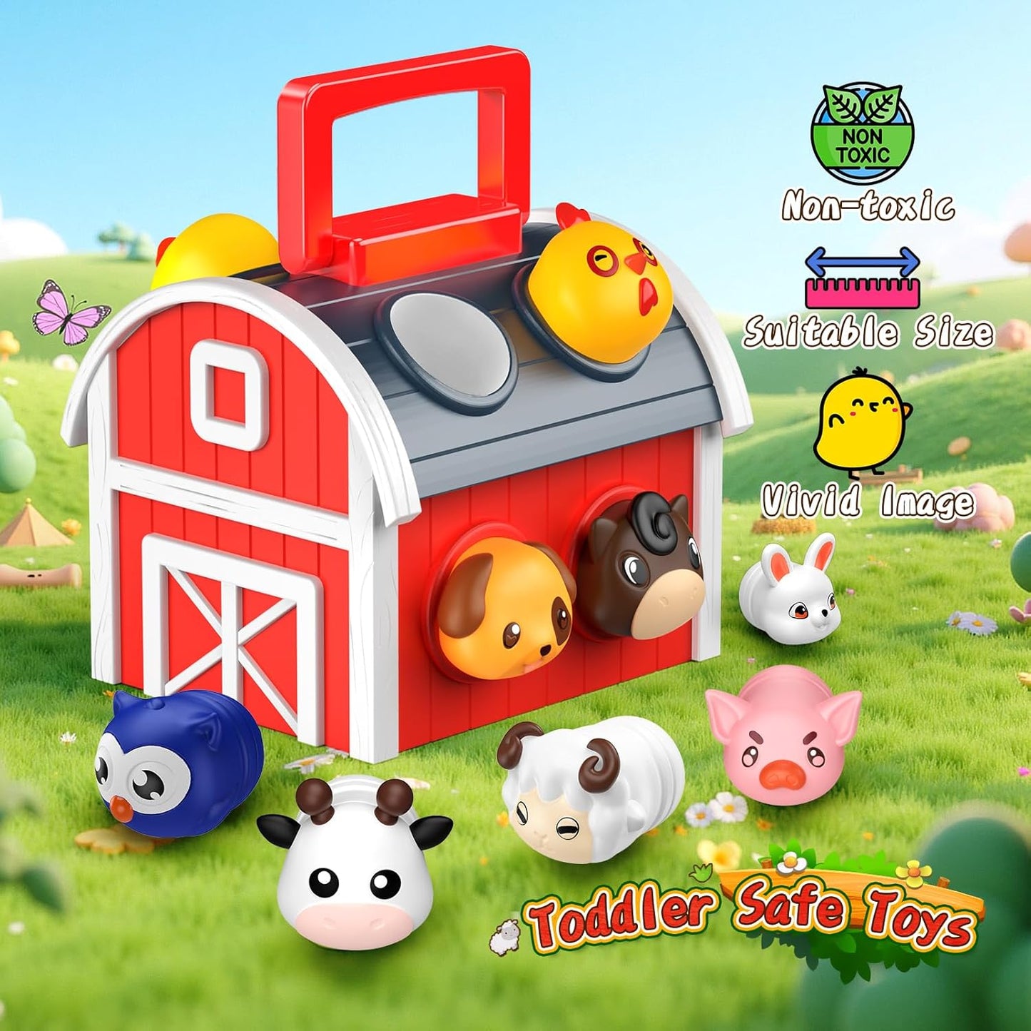 1-6 Year Old Girl Gifts, Animal Farm Montessori Toys for 1-5 Year Old Toddler Boy Toys 2-3 Farm Animals for Toddlers 1-3 Animal Toys Toddler Girl Toys Sensory Birthday Gifts for Girls