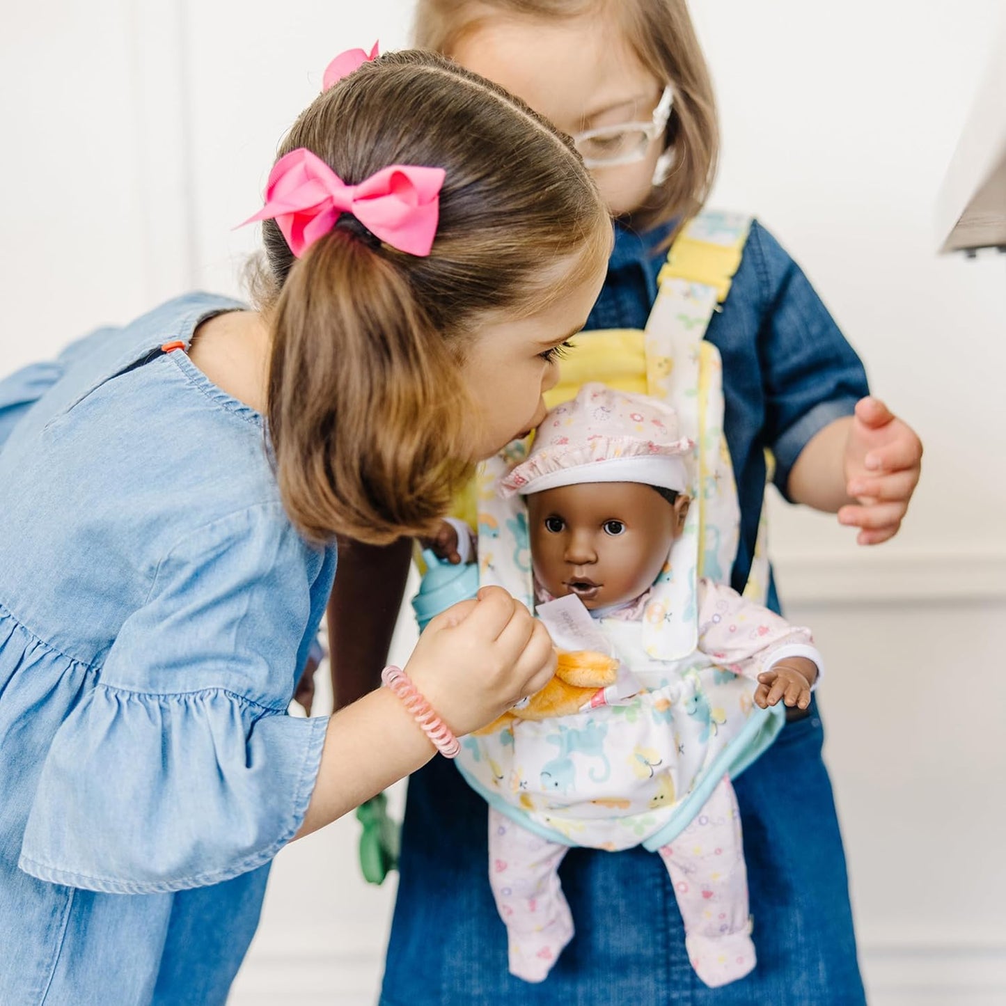 Melissa & Doug Mine to Love Carrier Play Set for Baby Dolls with Toy Bear, Bottle, Rattle, Activity Card