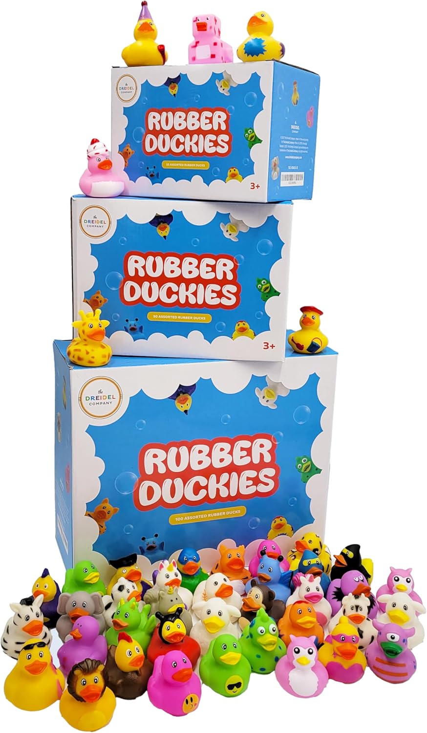 Assortment Rubber Duck Toy Duckies for Kids, Bath Birthday Gifts Baby Showers Classroom Incentives, Summer Beach and Pool Activity, 2" (25-Pack)