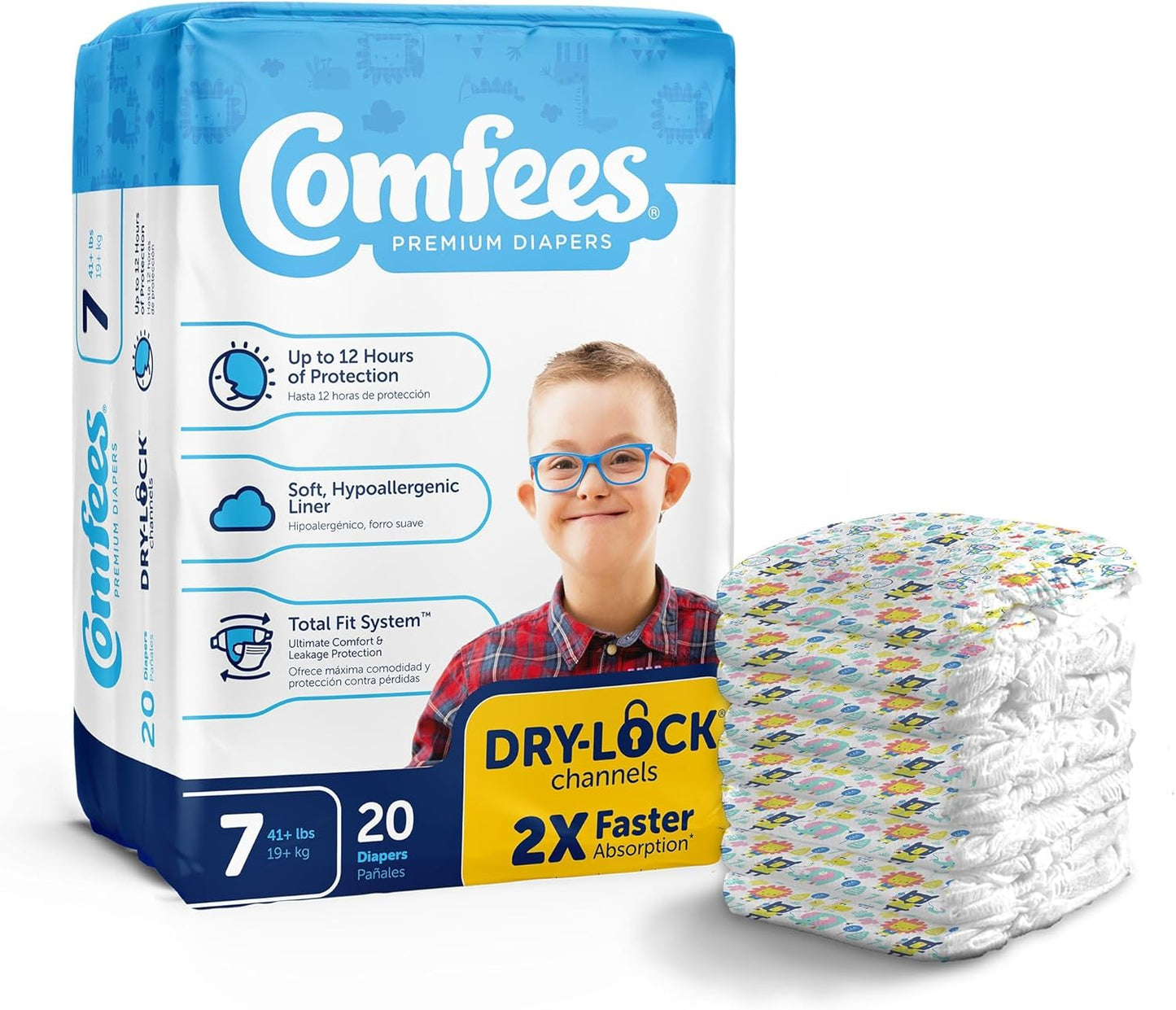Comfees Baby Baby Diaper Size 7, Over 41 lbs. CMF-7, 20 Ct