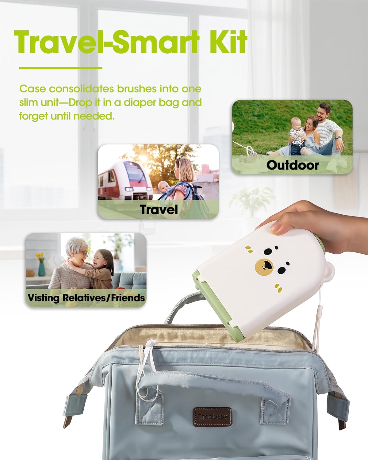 Travel Baby Bottle Cleaning Kit, Including Pacifier Cleaner and Straw Brush, Detachable Head for Easy Cleaning, Baby Travel Essential