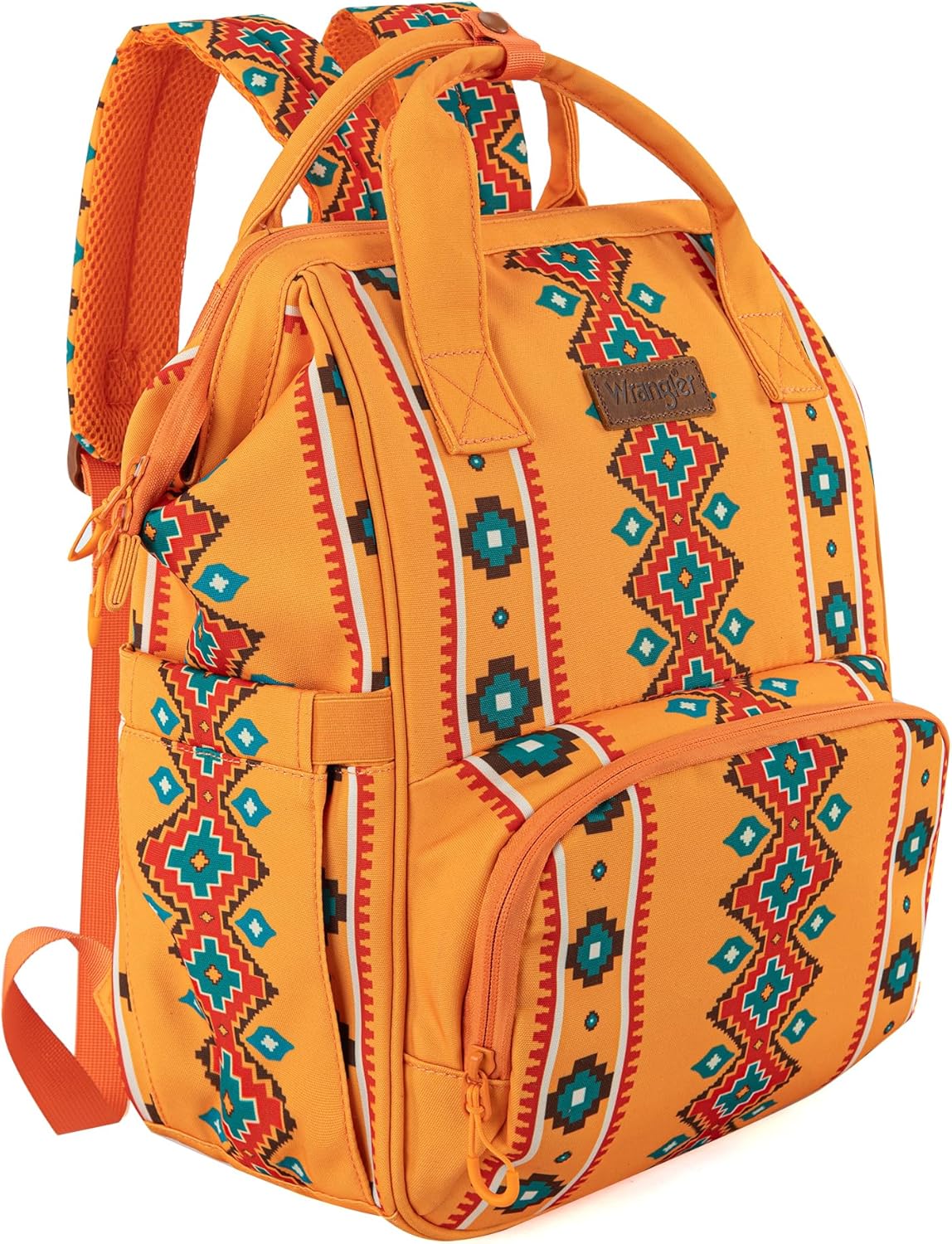Wrangler Aztec Backpack Organized Daypack Travel Baby Bag with Stroller Strap and Side Bottle Pockets WG2204-9110MST