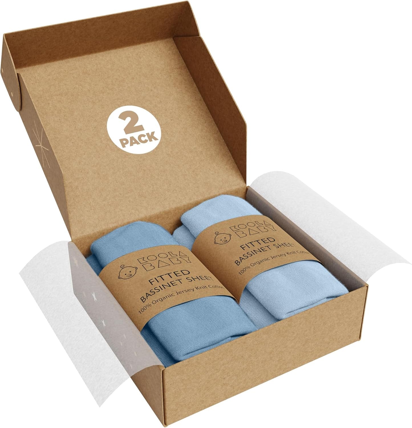 Bassinet Fitted Sheets - Compatible with Fisher Price Bassinet Soothing Motions, Stow & Go, Rock with Me & Soothing View Bassinet | 100% Organic Jersey Cotton - Light Blue + Dark Blue | 32x16 2 Pack