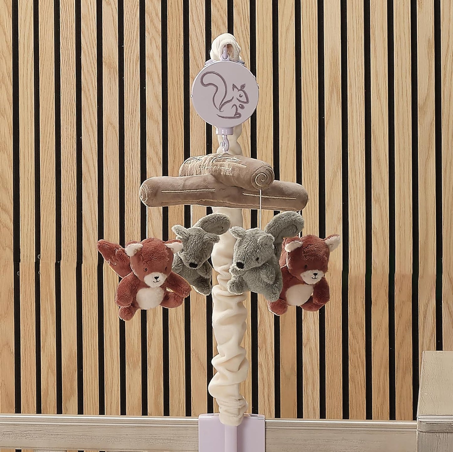 Lambs & Ivy Treetop Fox & Squirrel Woodland Musical Baby Crib Mobile Soother Toy