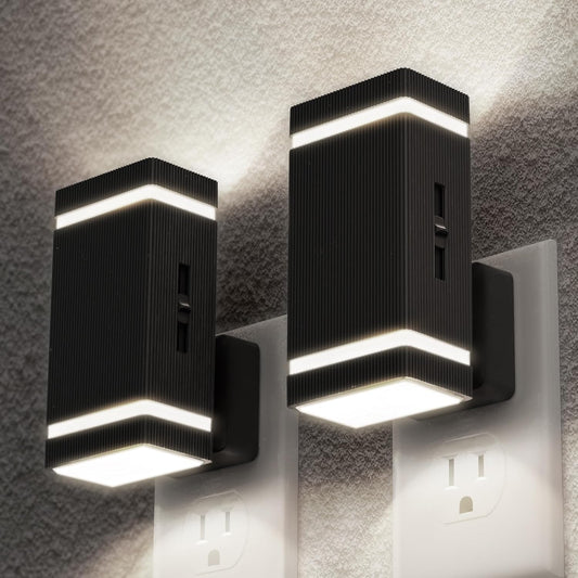 DORESshop Bright LED Night Light Plug in [2 Pack], Night Lights Plug into Wall with Dusk-to-Dawn Sensor, 0-100lm Dimmable Nightlights with Light Sensor for Adults, Hallway, Bedroom, Stairway