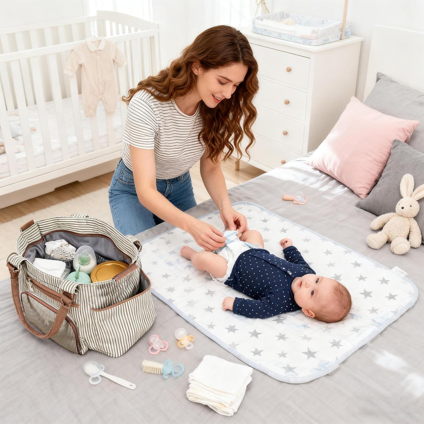 5PCS Baby Diaper Bag Set, Large Baby Doll Diaper Backpack