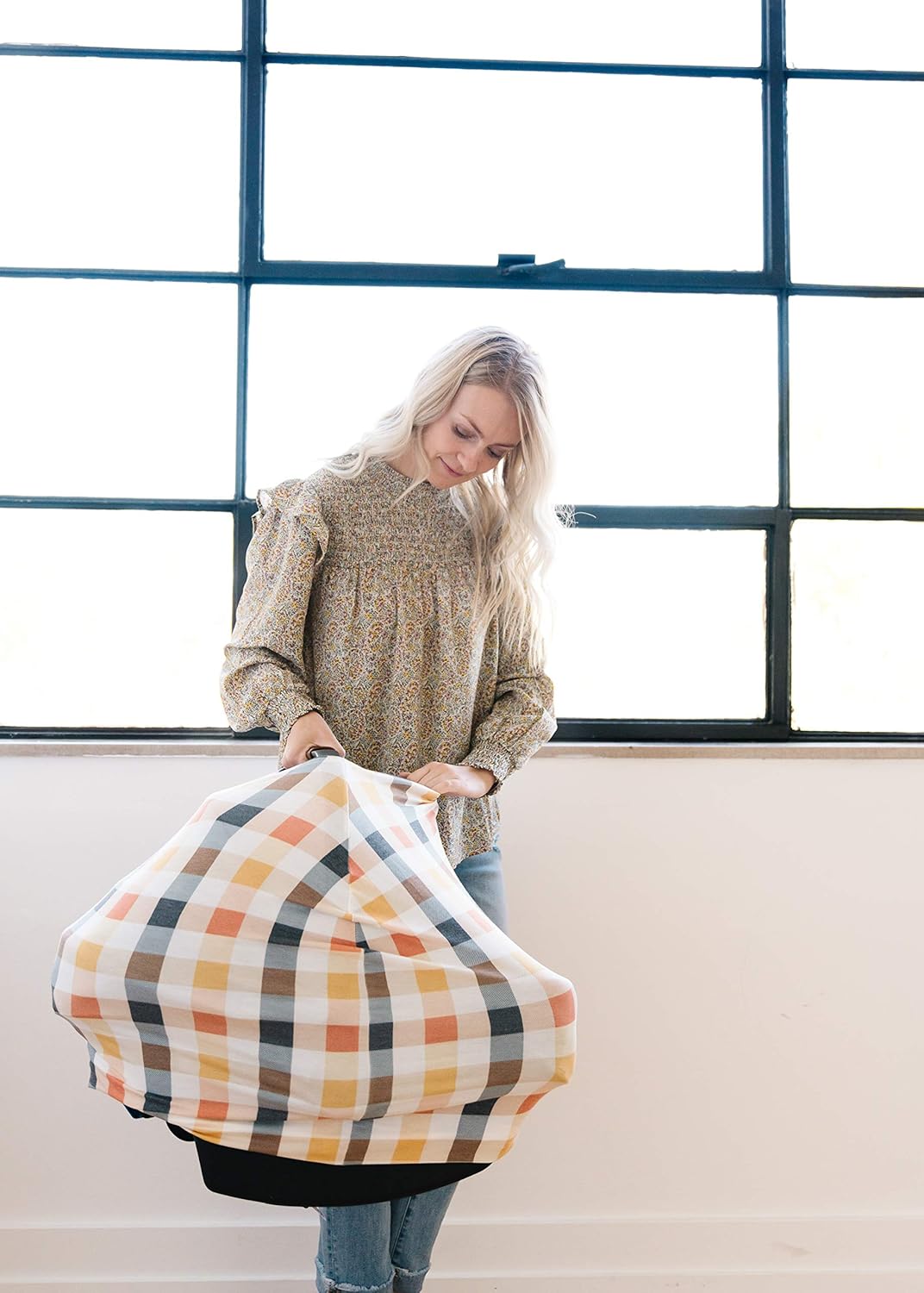 Baby Car Seat Cover Canopy and Nursing Cover Multi-Use Stretchy 5 in 1 Gift Harvest by Copper Pearl