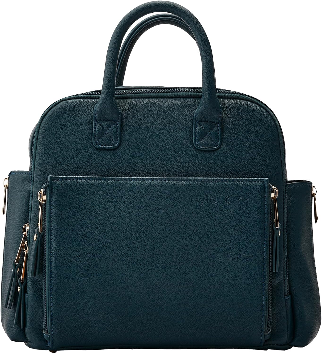 Ayla & Co Mini Bag, Transitional Minimal Diaper Bag, Vegan Leather, with Expandable Pockets, Built-In Wallet, Organizer