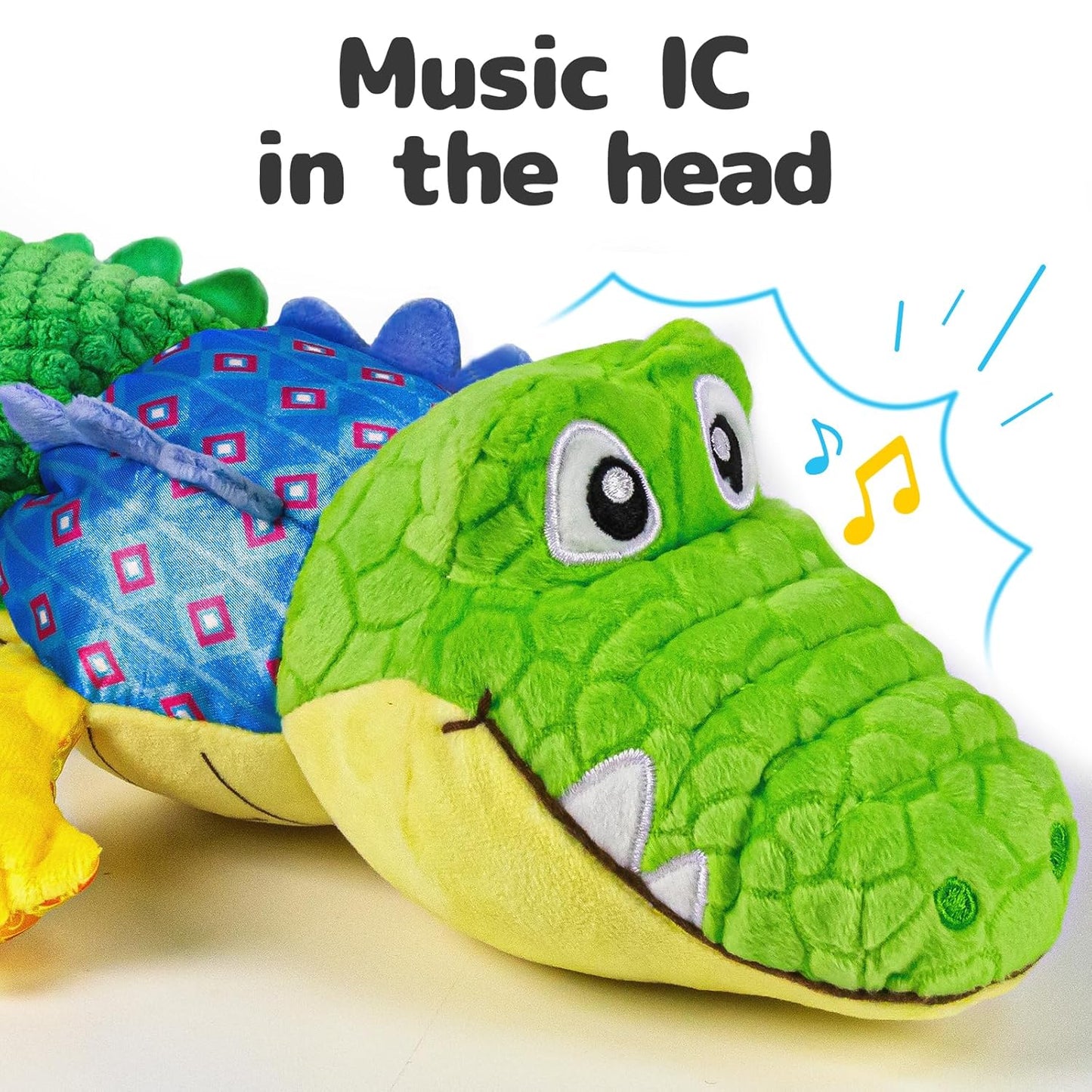 Sumobaby Infant Baby Musical Stuffed Animal Activity Soft Toys with Teether, Multi-Sensory Crinkle, Rattle and Textures, for Tummy Time Newborn 0-3-6-12 Months Boys, Girls, Crocodile (Alligator)