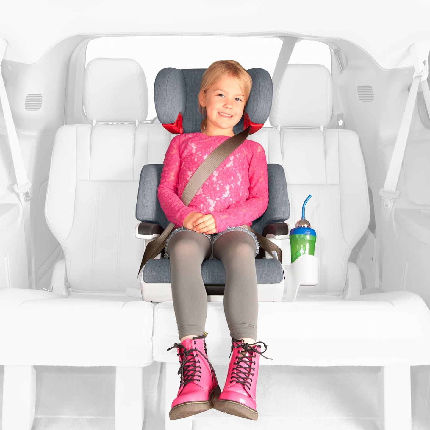 Clek Oobr High Back Booster Seat with Adjustable Headrest, Reclining Design, and Rigid LATCH System (Thunder)