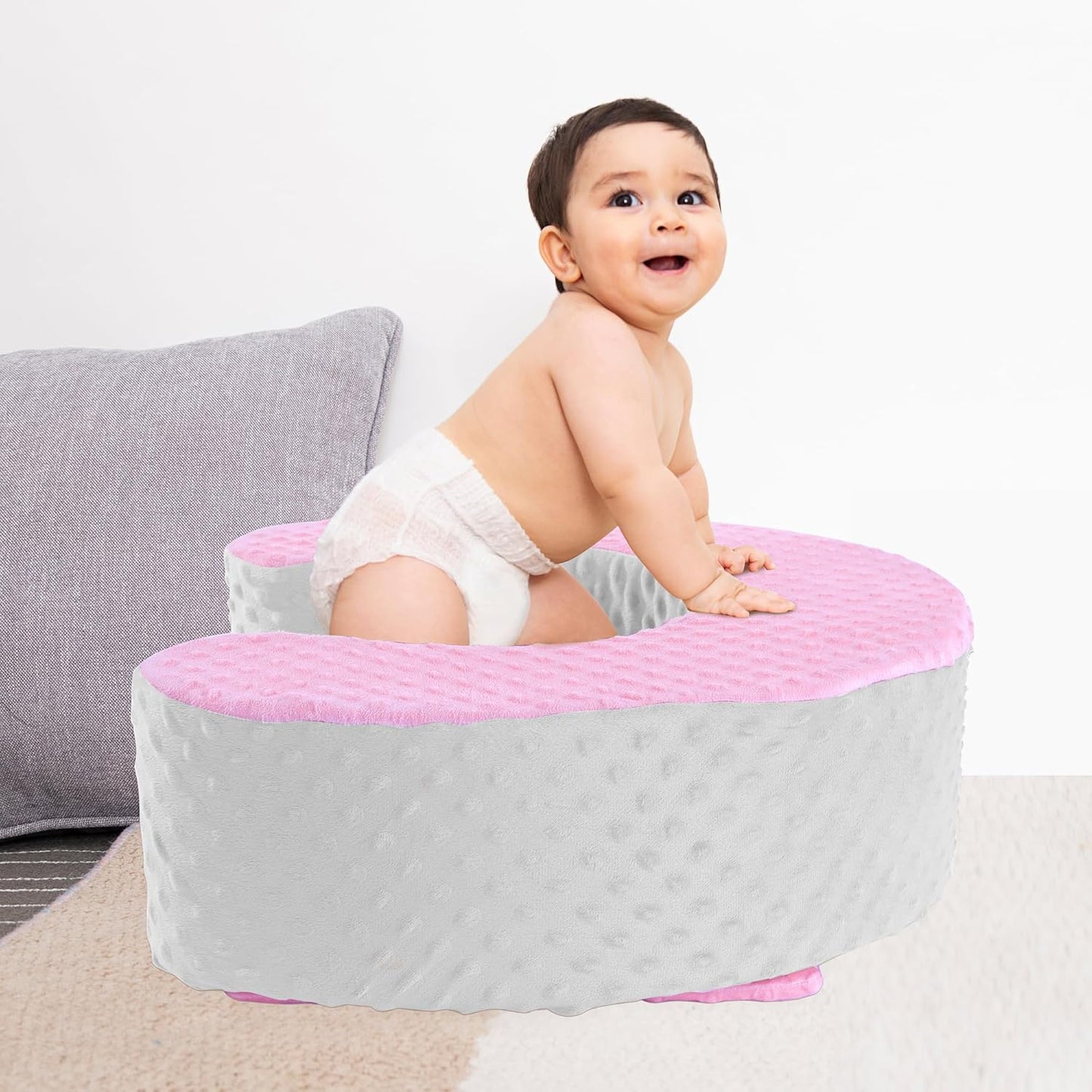 MABOZOO Sit Up Pillow for Baby, Foam Baby Floor Seat Support Seat Sitting Pillow for Sit Balance, Soft Infant Sitting Support Ring for Babies, Infants and Toddlers (Pink)