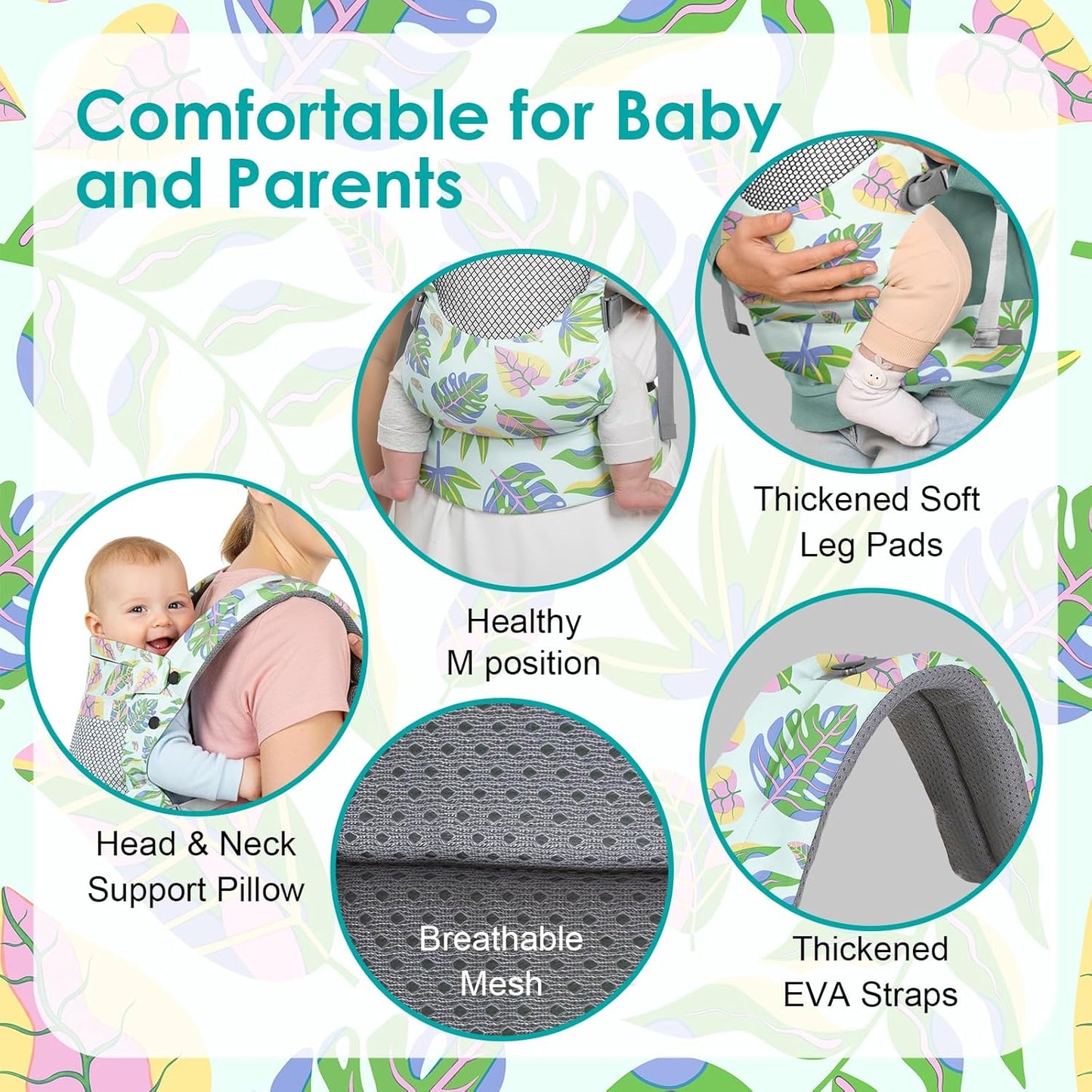 Infant Baby Front Carrier, Toddler Body Carrier, 7-66 Lbs Ergonomic Design, Lumbar Support, Lightweight Baby Chest Carriers (3-36 Months)