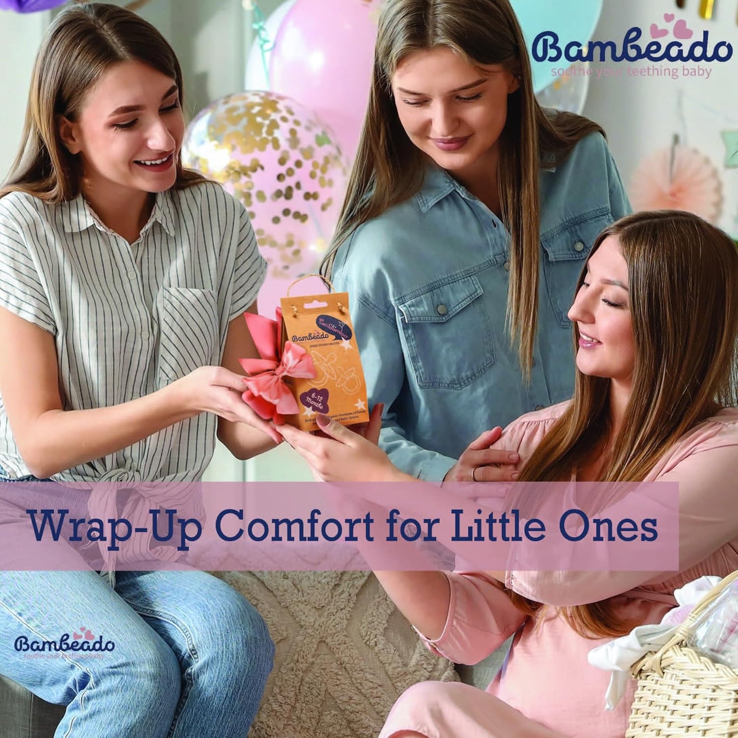 PaciBamber - Natural Pacifier and Baby Teething Toy Amber Oil Pacifier, Special Baltic Amber with Natural Rubber BPA-Free and Soft for Sore Gums, Baby Pacifiers 6-12 Months (PaciBamber-2unit)