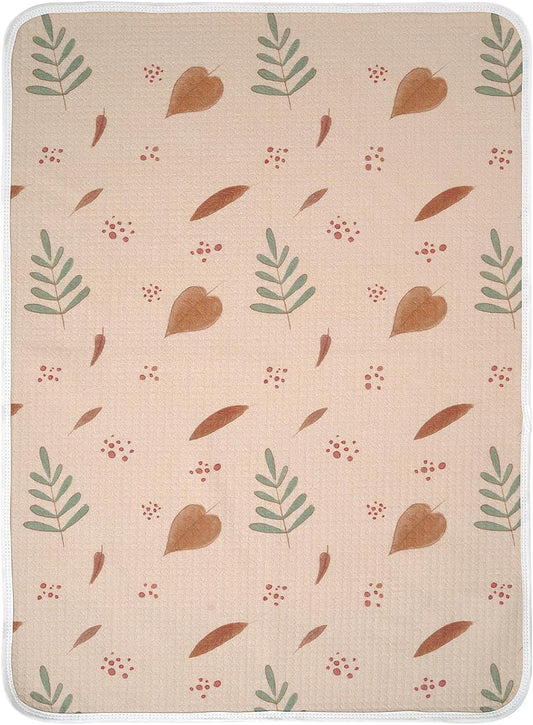 haakaa Waterproof Changing Pad Liners, 100% Cotton, Soft & Breathable (1pc, 19.5" x 27.5" Love Leaves)
