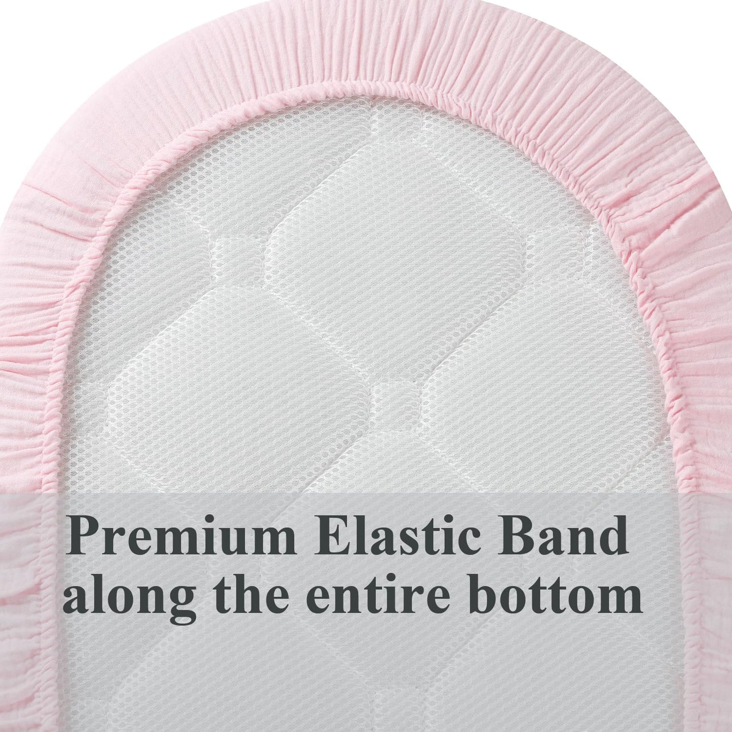 Muslin Bassinet Sheet Compatible with Halo Bassinest Swivel Flex Glide Premiere & Luxe Series Sleeper 2 Pack Cotton Stylish Boho Fitted Bassinet Sheets Super Soft for Baby Roman Grey & Pink