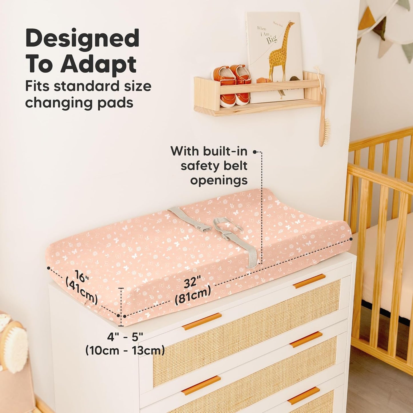 2-Pack Baby Changing Pad Cover for Girl, Boy - 32x16 Soft Viscose Derived from Bamboo Baby Diaper Changing Table Pad Cover Sheets, Neutral, Snug Fit Nursery Diaper Change Sheets (Butterflies)