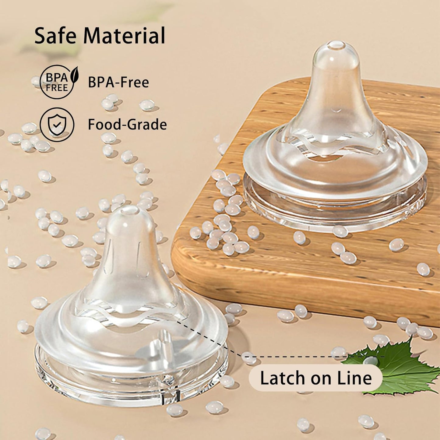 Silicone Bottle Nipple, Anti Colic Nipples for Baby, Natural Feel, L, 6 Months+, 4 Counts