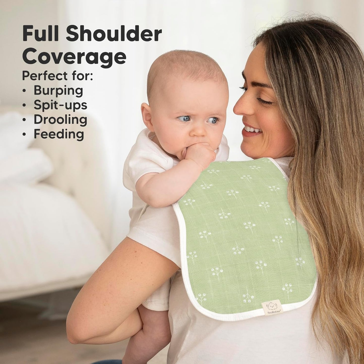 5-Pack Muslin Burp Cloths Baby Boy, Girl - Very Absorbent Baby Burp Cloth Rags, 8-Layers Viscose Derived from Bamboo Cotton Muslin Towel, Super Soft Spit Up Rags, No Shrink Washcloths (Wild Bloom)