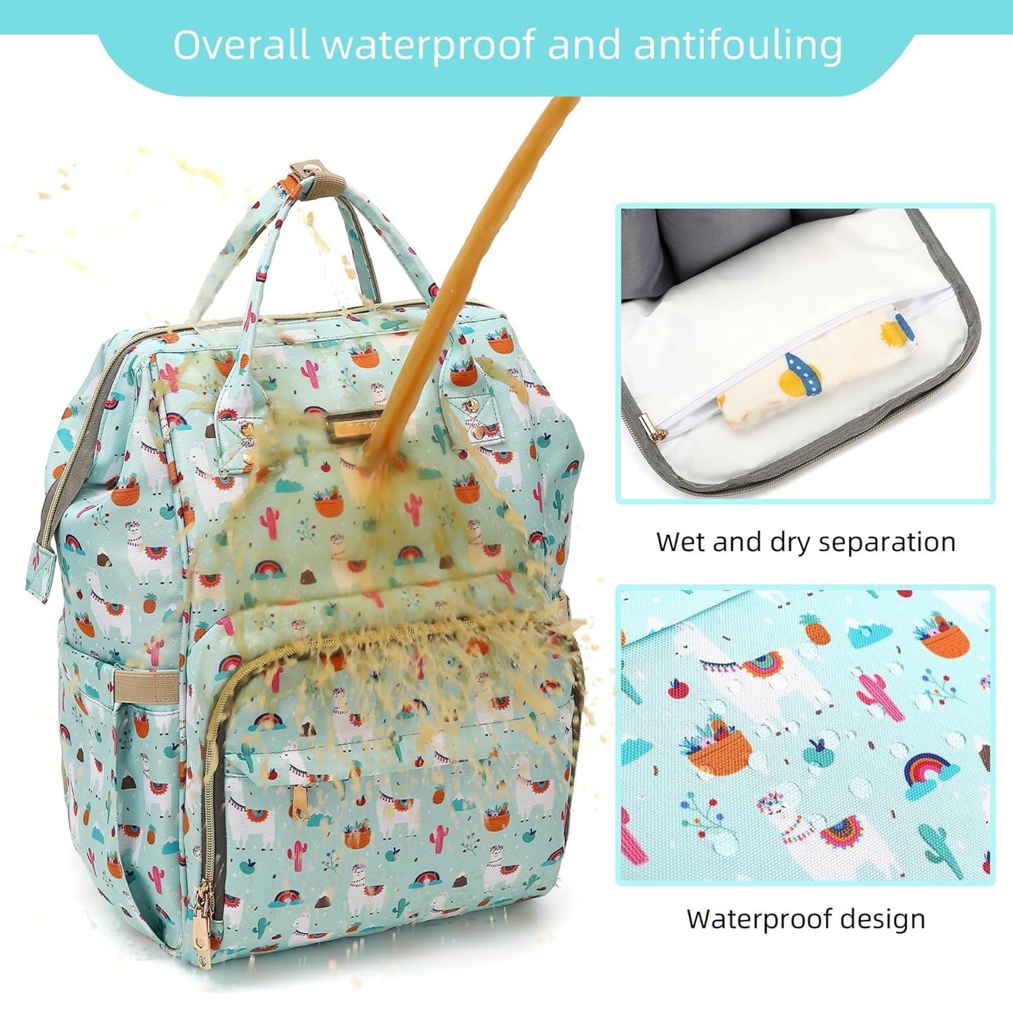 Diaper Bag Backpack, Diaper Bags for Baby Girls Boys, Baby Bags for Moms Dads, Nappy Changing Bag with Insulated Pockets,Multi-functional Waterproof Backpack with Stroller straps-Green