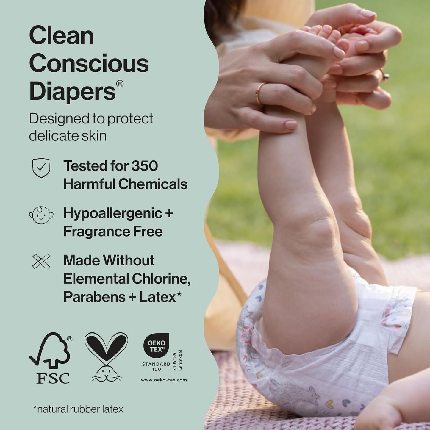 The Honest Company Clean Conscious Diapers for Delicate Skin | Up to 100% Leakproof | Hypoallergenic, Fragrance Free | Fall '25 Limited Edition Prints | Club Box, Size 2 (12-18 lbs), 72 Count